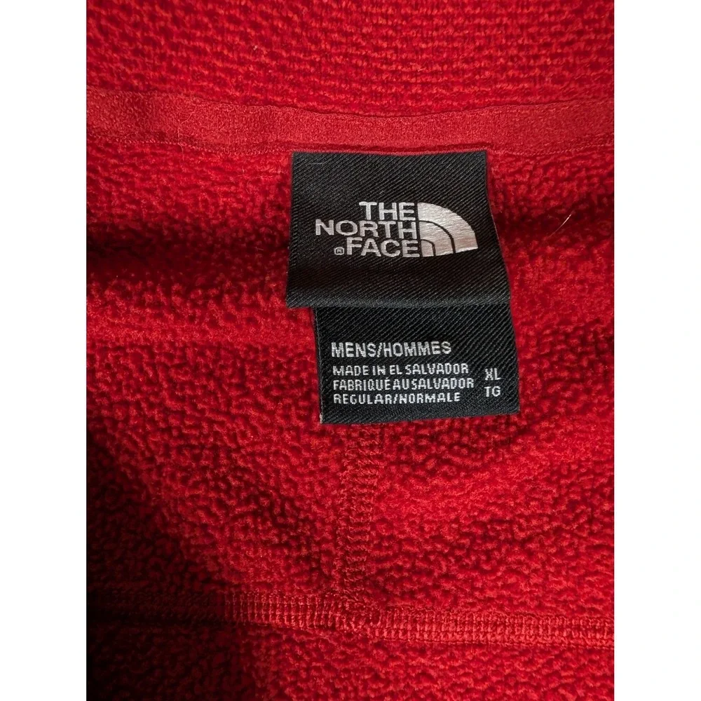 The North Face Mens Red Textured Waffle Knit Quarter Zip Fleece Pullover XL